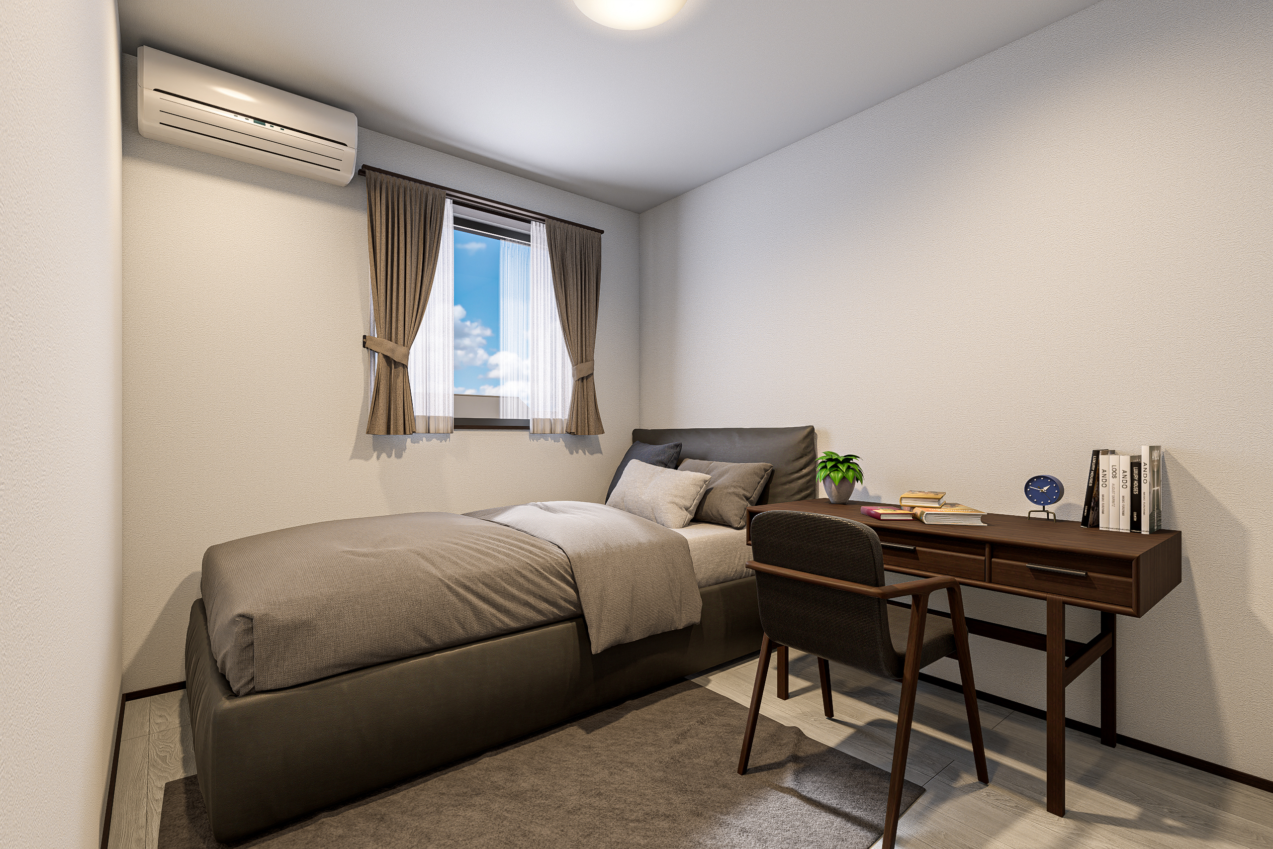 T-2/学習机やベッドを配置してもゆとりのある広さの洋室。お子様の成長に合わせてインテリアを楽しめます。