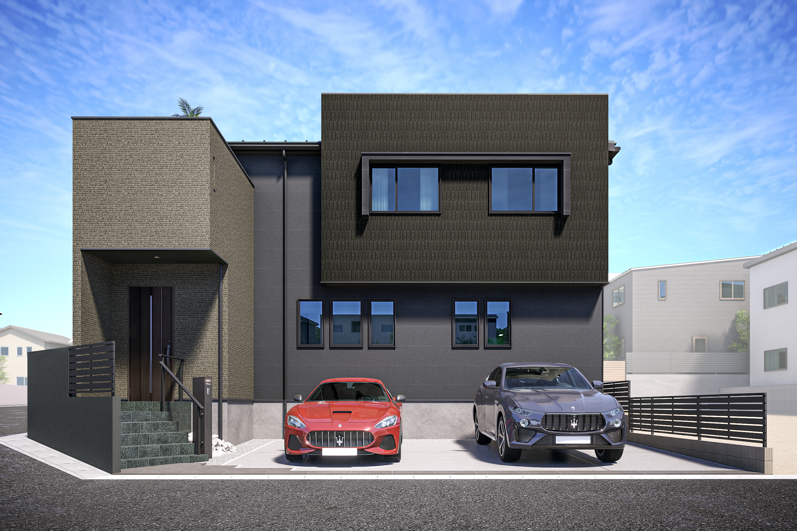 T-2/重厚感の中に温かみが感じられる洗練された佇まい。南西角地&駐車3台可!のびのび暮らせる広々プラン。