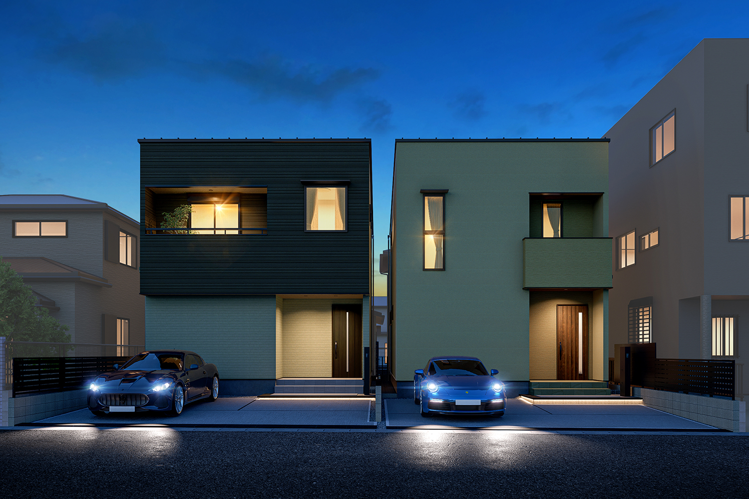 T-1、T-2／夜間外観