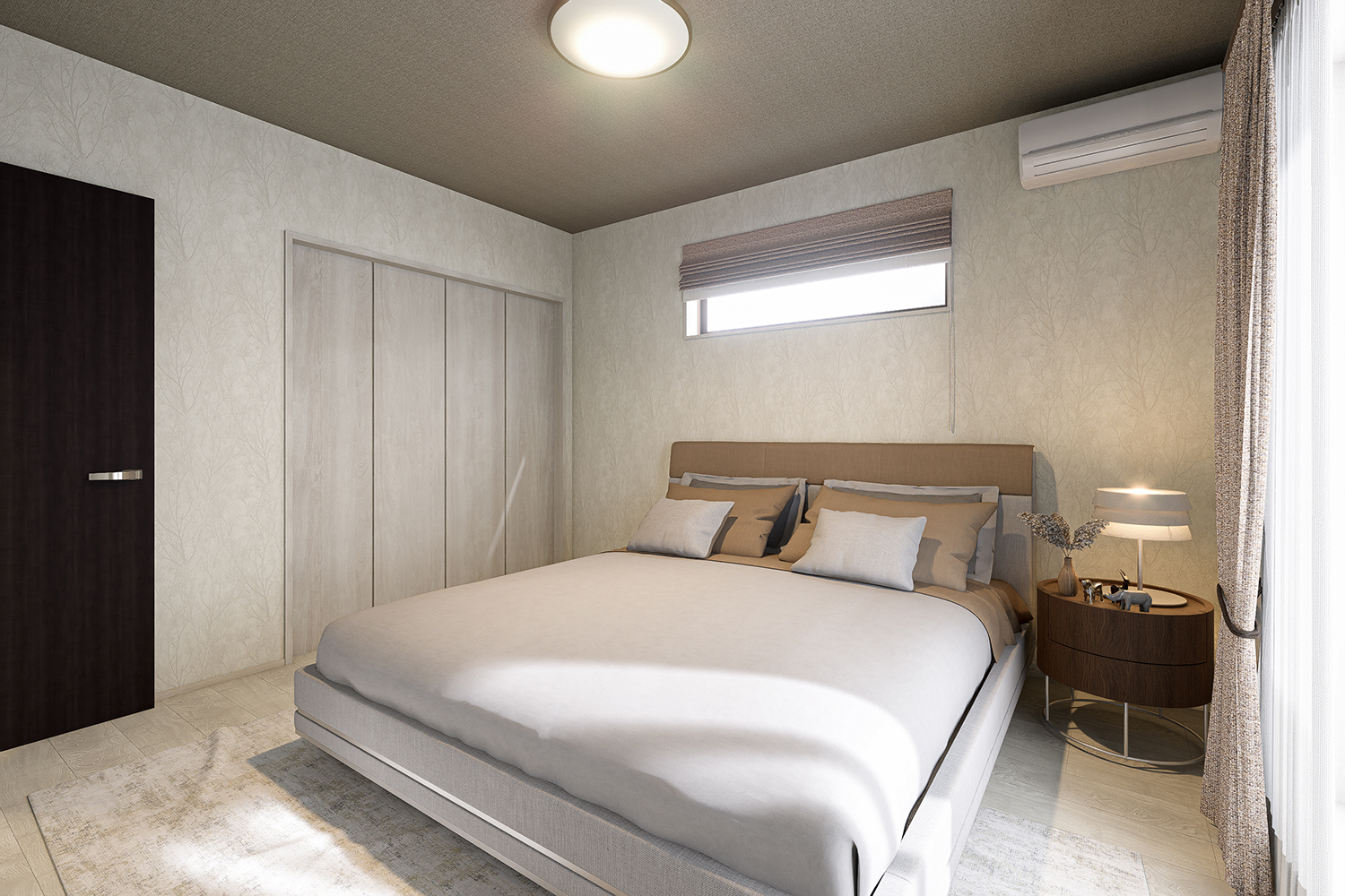 T-2／青空が広がる南面バルコニーに面した主寝室は、心地よい光をたっぷり感じられる特別な空間です。