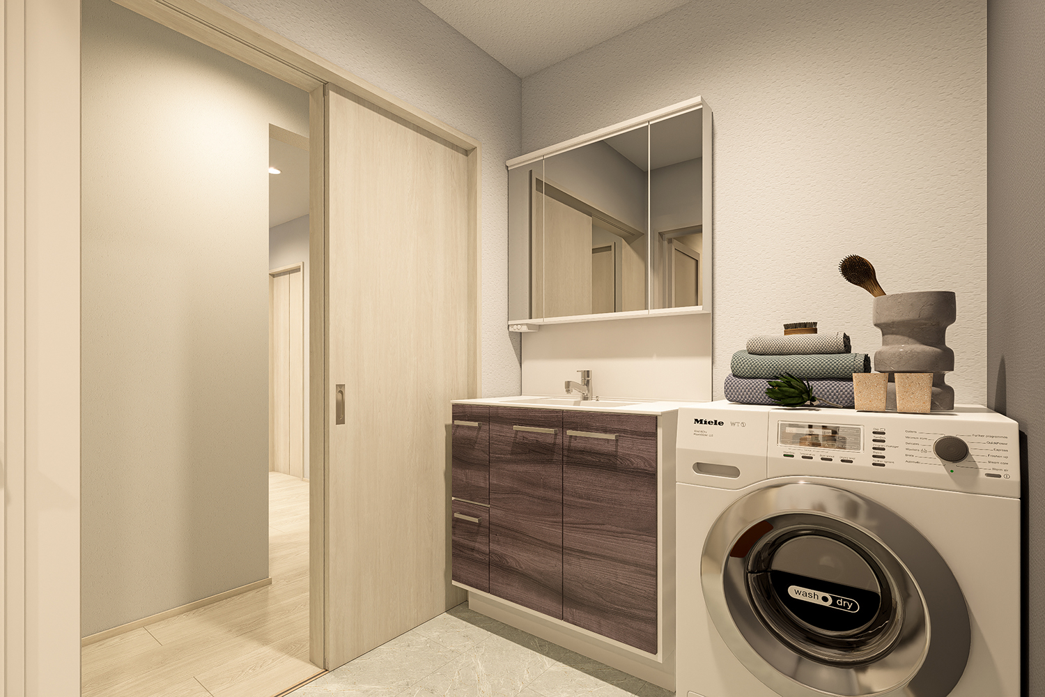 T-2／水廻りを集約したレイアウトで、家事動線はとてもスムーズ。